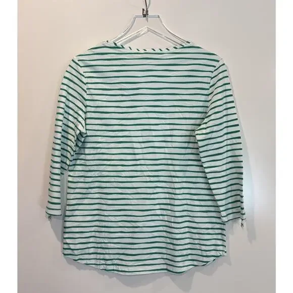 Chico’s Zenergy Sand Sun & Fun Green White‎ Stripe Shirt Top Womens Small (504) - Picture 5 of 7